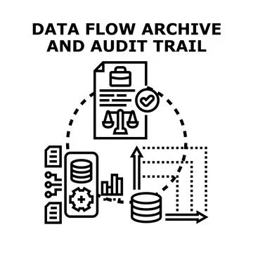 Data flow archiving and audit trail management concept Stock Illustration