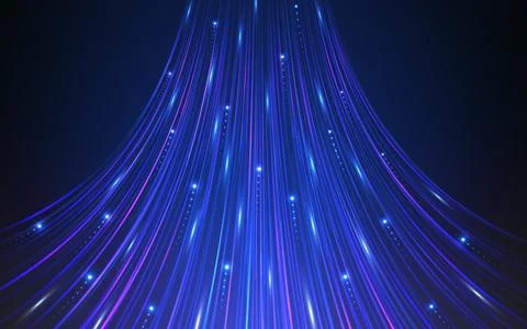 Data flow background with glowing blue and violet lines on dark gradient. Big Stock Illustration