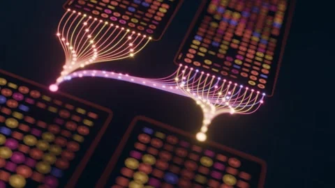 Data flow binary code machine learning LLM bg able to loop endless 動画素材 347574566