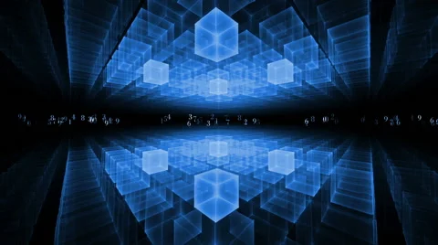 Data Flow, Blue Geometrical Horizon, Communication Concept Stock Footage 50311236