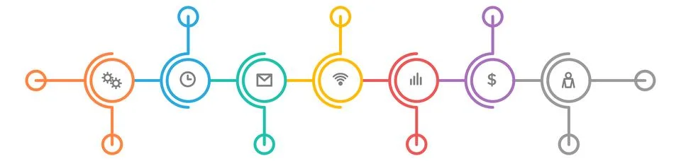 Data flow chart. Color timeline infographic template Stock Illustration