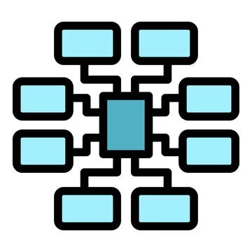 Data flow chart representing complex network connections Stock Illustration