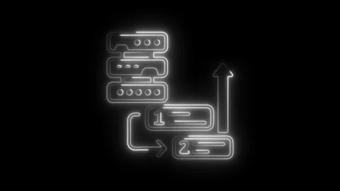 Data flow chart server upgrade process in neon style animation Stock Footage 308191052