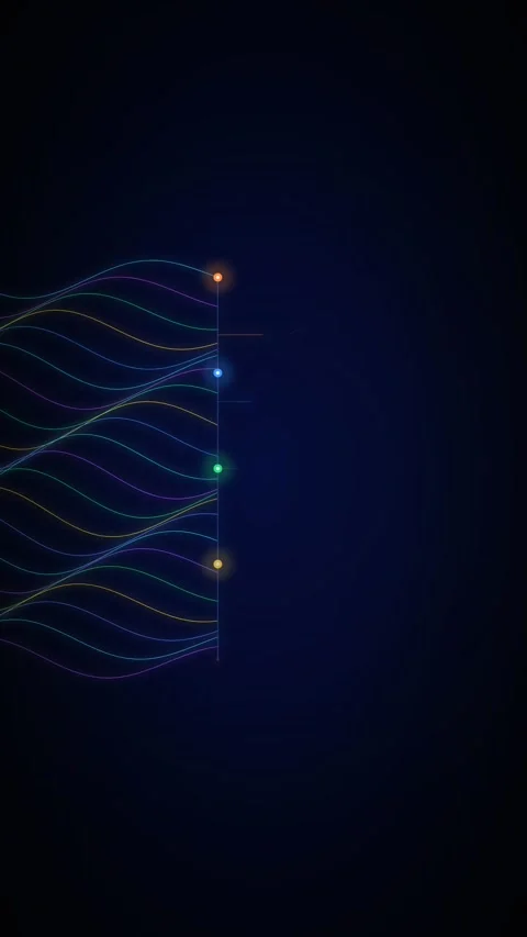 Data flow connection lines converging at network nodes for information tech.. Stock Footage 347625850