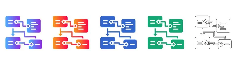 Data Flow Diagram and Process Logic Icons Stock Illustration