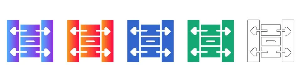 Data Flow Diagram Icons in Five Styles Stock Illustration