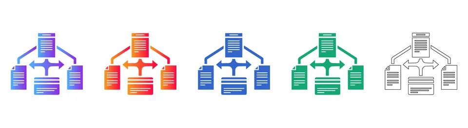Data Flow Diagram Icons for Workflow and Process Mapping Stock Illustration