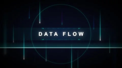 Data flow digital hud interface with falling light particles and cybernetic.. Stock Footage 337559468