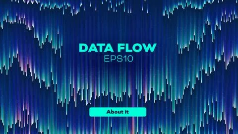 Data flow down stream. Rain trail digital background Stockillustratie