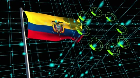 Data flow with Ecuadorian flag, SFX Stock Footage 195775676