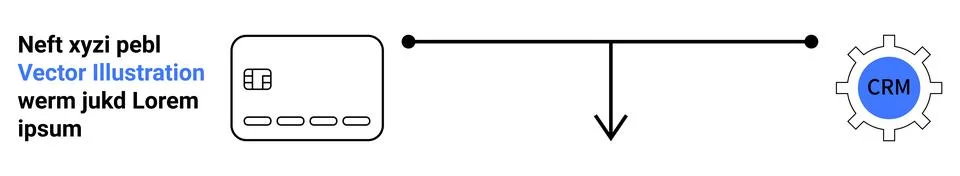 Data flow from external system to CRM shown by connecting line. External syst Stock Illustration