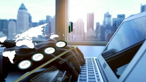 Data Flow Following Arrow Showing Global Financial Business Network Charts Stock Footage 79557777