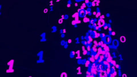 Data flow of glowing binary code stream moving along digital lines in abstract Stock Footage 316225762