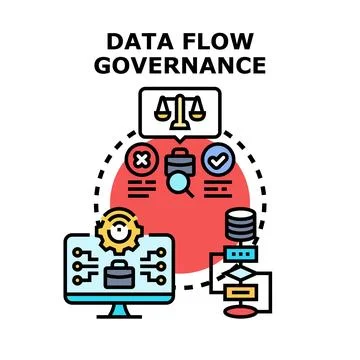 Data flow governance concept for information management Stock Illustration