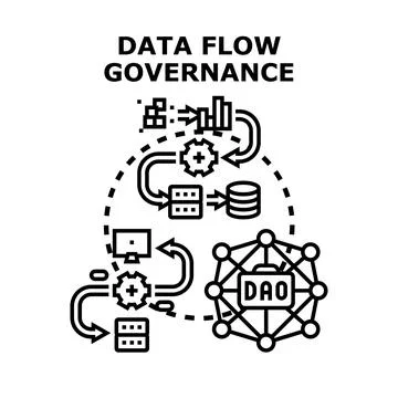 Data flow governance controlling digital information management process Stock Illustration