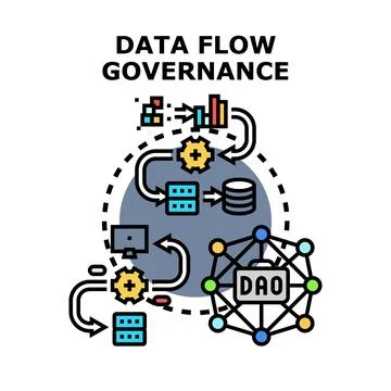 Data flow governance controlling digital information management process Stock Illustration