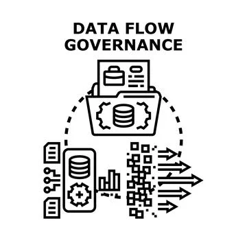 Data flow governance managing digital information processing system 스톡 일러스트