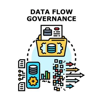 Data flow governance managing digital information processing system Stock Illustration