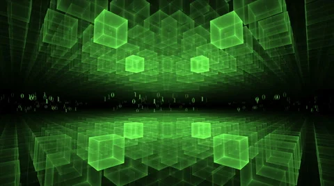 Data Flow, Green Geometrical Horizon, Communication Concept Video stock 50549511