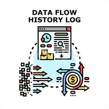 Data flow history log management processing big data Illustrazione stock