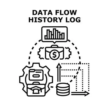 Data flow history log processing and analysis concept Stock Illustration