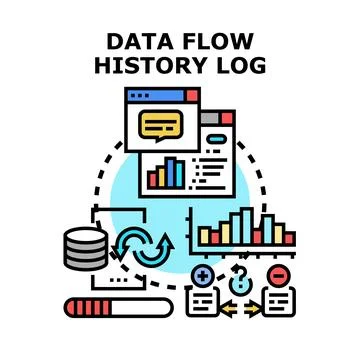 Data flow history logging processing concept vector Stock Illustration