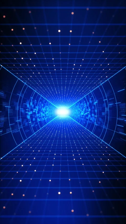 Data flow information. Technology tunnel. digital space sci fi tunnel hi tech in Stock Footage 342785488
