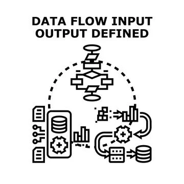 Data flow input output defining process concept 스톡 일러스트