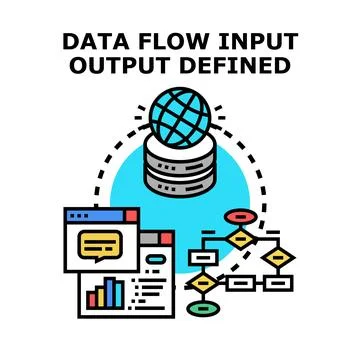 Data flow input output vector concept working Stock Illustration