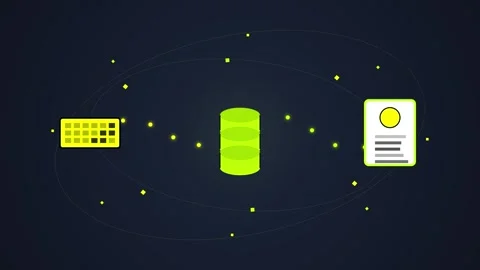 Data Flow: Keyboard, Database, Document - Digital Network Connections Stock Footage 348423689