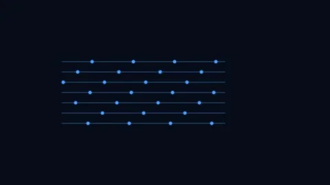 Data flow line icon with streaming particles, blue neon style 動画素材 342598785