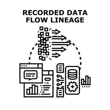 Data flow lineage tracking and management concept Stock Illustration