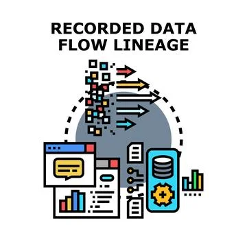 Data flow lineage tracking and management concept Stock Illustration