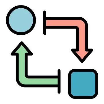 Data flow management with arrows showing direction Stockillustratie