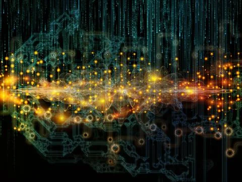 Data Flow Mechanism 스톡 일러스트
