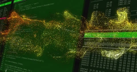 Data flow moving across code panel reacting to File ENCRYPTION selection, Stock Footage 333902712