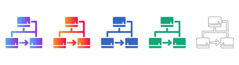 Data Flow Network Connection Icons 스톡 일러스트