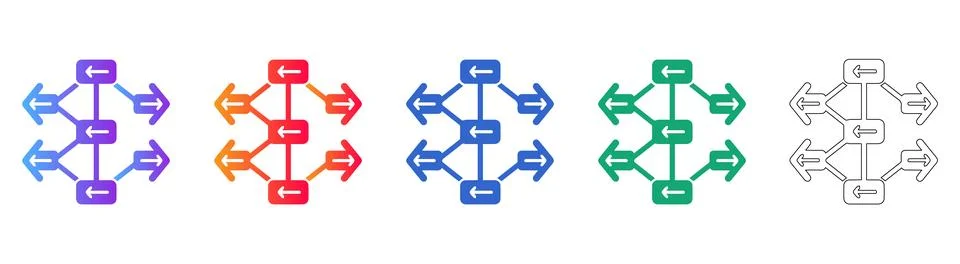 Data Flow Network Diagram Icons Illustrazione stock