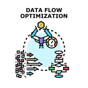 Data flow optimization enhancing digital information processing Illustrazione stock