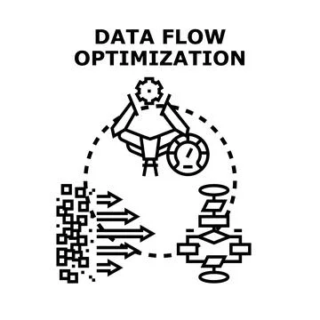 Data flow optimization enhancing digital information processing Stock Illustration