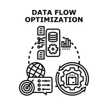 Data flow optimization process transforming digital information Stock Illustration