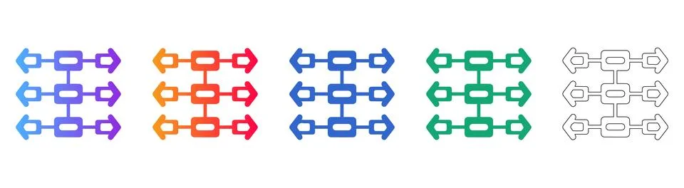 Data Flow Process and Workflow Icons Illustrazione stock