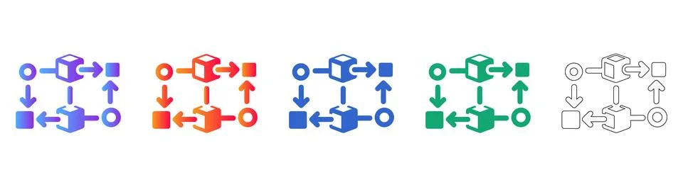 Data Flow Process Cycle Icons Illustrazione stock