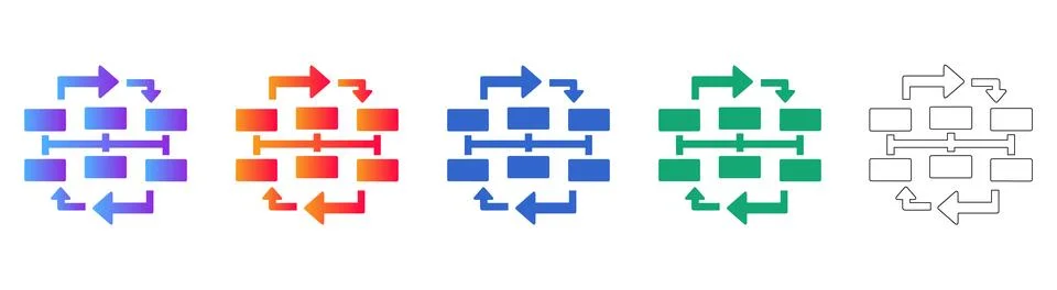 Data Flow Process Cycle Icons Stock Illustration