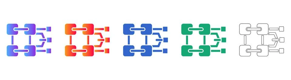 Data Flow Process Diagram Icon Set Stock Illustration