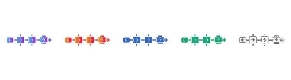 Data Flow Process Diagram Icons Stockillustratie