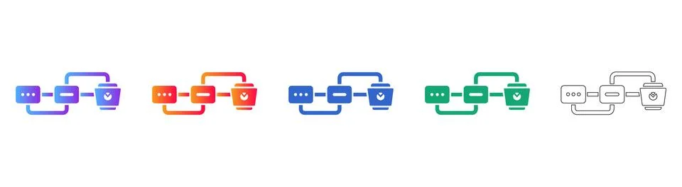 Data Flow Process Icon Set Illustrazione stock