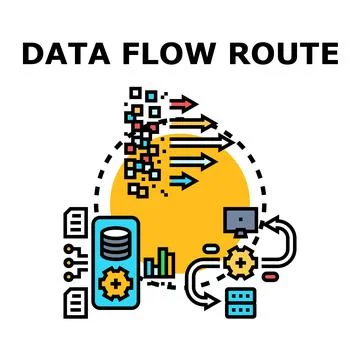 Data flow routing process with information management Illustrazione stock