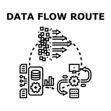 Data flow routing process with information management Stock Illustration