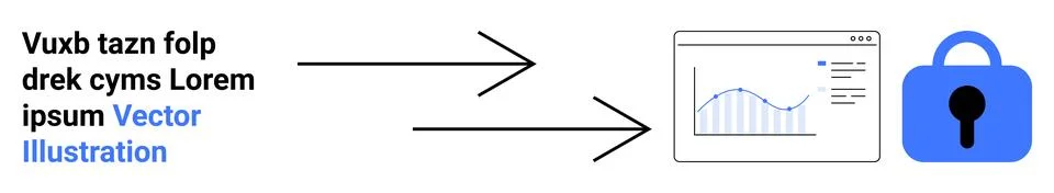 Data Flow Secured Arrows Directing Information to Encrypted Lock Icon Stock Illustration